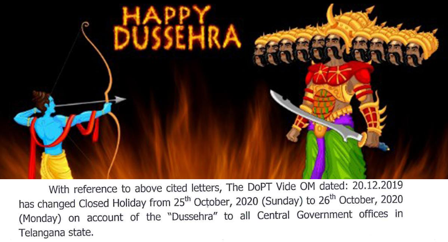Change of Closed Holiday on the eve of